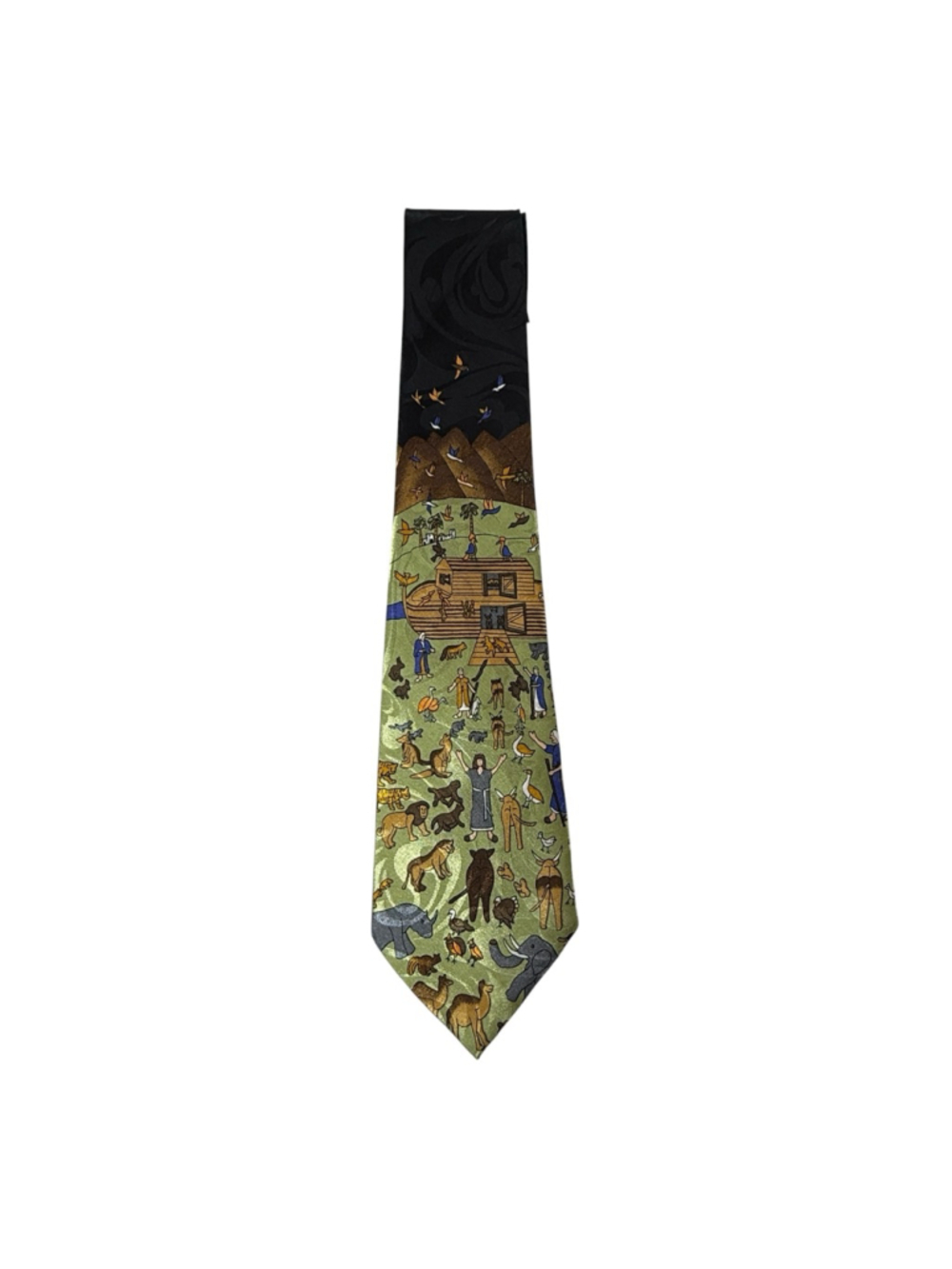 Noah’s Ark Silk Tie Renaissance Handmade Biblical Animals Novelty Religious Neck